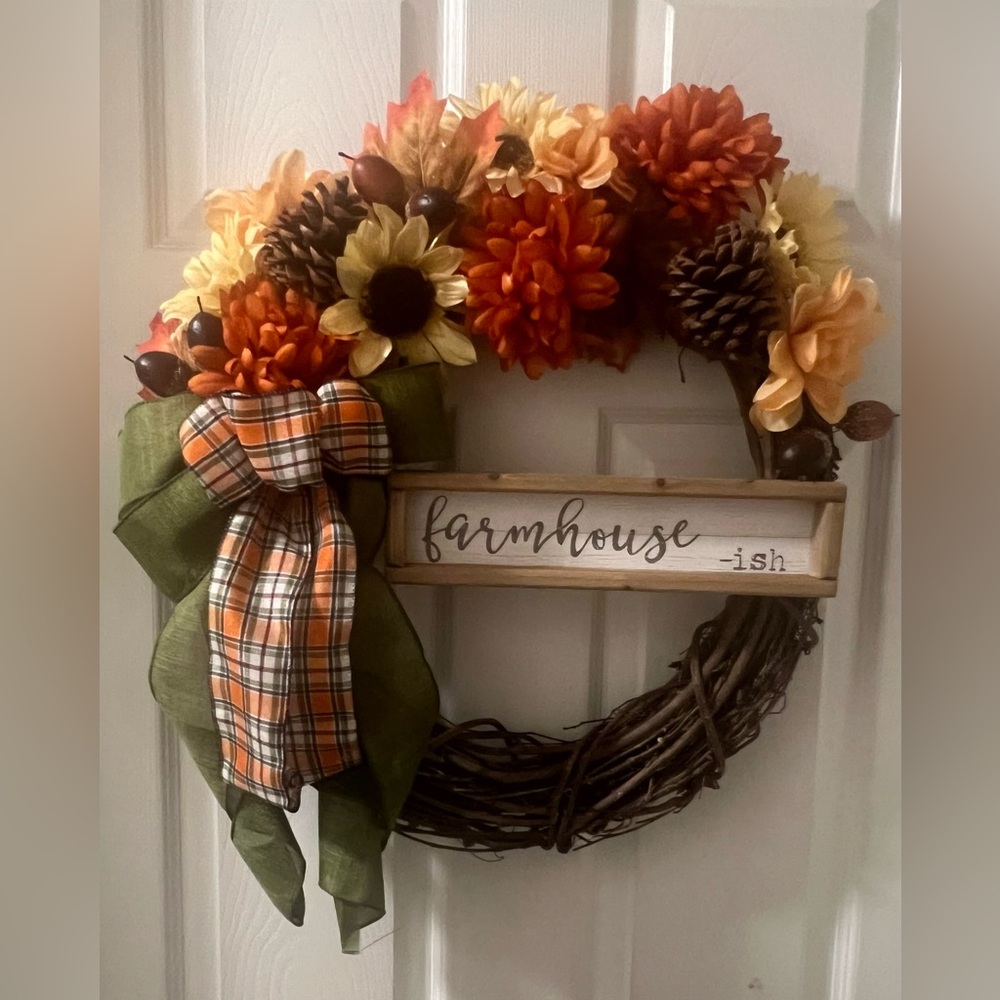 Fall/autumn, farmhouse, grapevine wreath